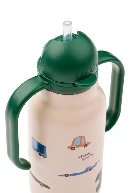 Liewood juomapullo Kimmie 250 ml Cars/Sandy, esiintaitettavalla pillillä. - Juomapullot ja pillipullot - 19618-2780 - 2