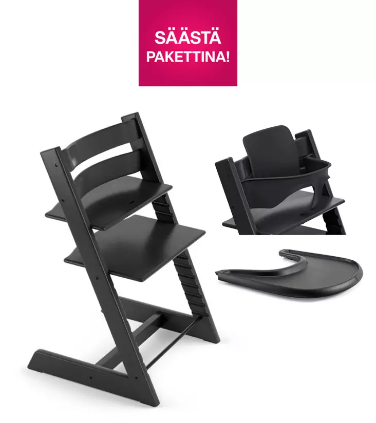 Stokke Tripp Trapp syöttötuoli Bundle Black. - Stokke Tripp Trapp tuotteet - 685400 - 1