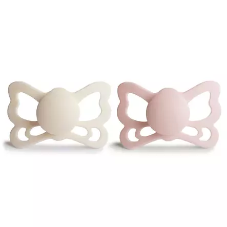 Silikonitutti Frigg Butterfly 2 pack Size 2, Cream/Blush edestä. - Tutit ja tuttinauhat - 100491 - 2