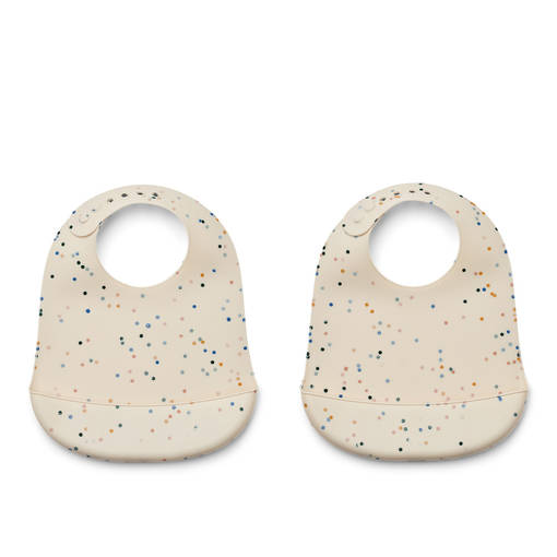 Liewood Tilda ruokalappu 2-pack splash dots/sea shell. - Ruokalaput - 15128-1941 - 1