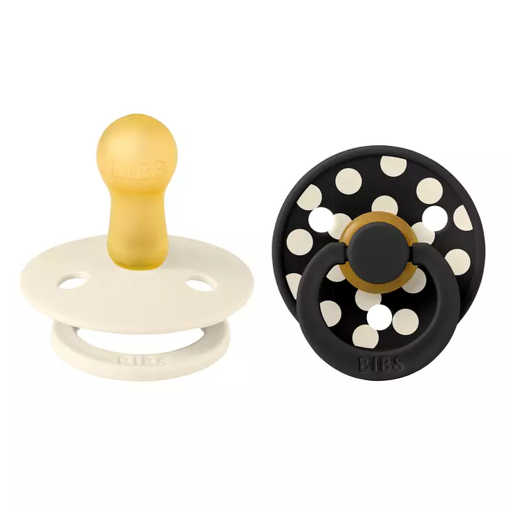 Bibs luonnonkumitutti 2 kpl 6-18kk Ivory/Black Studio Collection. - Tutit ja tuttinauhat - 12034101 - 1