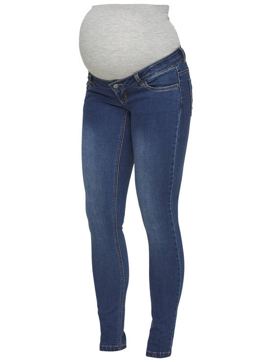 Mamalicious Lola slim äitiysfarkut, blue denim - Äitiyshousut ja legginsit - 20008771 - 1