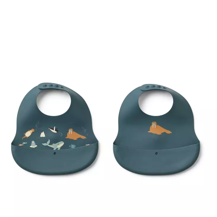 Liewood Ember ruokalappu 2-pack Arctic Sea/Ocean View. - Ruokalaput - 20119-2501 - 1