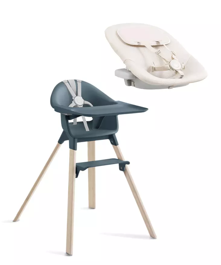 Starttipaketti Stokke Clikk Bamboo 2in1 Fjord Blue. - Syöttötuolit - 695803STA2in1 - 1