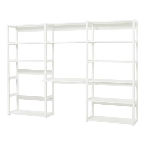 STOREY kirjahylly, 3 kokonaisuutta, hyllyt 12kpl, pöytälevy 80cm - valkoinen - Hyllykokonaisuudet - STO-34-001 - 1