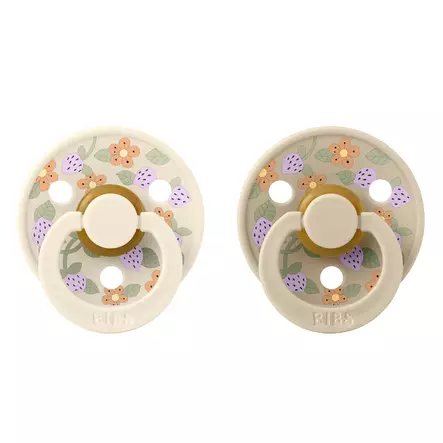 Bibs x Liberty luonnonkumitutti Strawberries and Cream Ivory mix 2 kpl=
=2E - Tutit ja tuttinauhat - 12019102 - 2