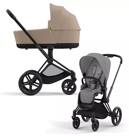 Cybex Priam 4 yhdistelmävaunut Matt Black, Mirage Grey-Cozy Beige. - Lastenvaunut ja yhdistelmävaunut - 521002331YHDMGR2 - 1