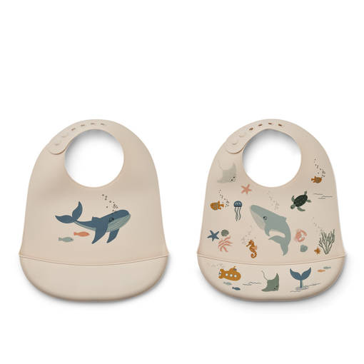 Liewood Tilda ruokalappu 2-pack sea creature/sandy. - Ruokalaput - 15128-1032 - 1