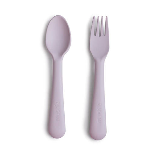 Mushie aterimet v=C3=A4riss=C3=A4 Soft Lilac. - Ensilusikat ja lasten aterimet - 2380442 - 1