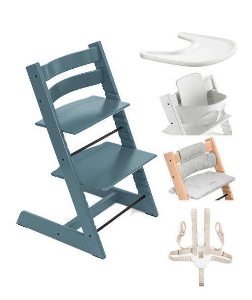 Stokke Tripp Trapp starttipaketti v=C3=A4riss=C3=A4 Fjord Blue. - Syöttötuolit - 100141STA2 - 1