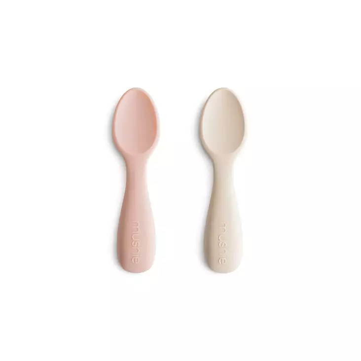 Mushie ensilusikat silikonia 2-pack Blush/Shifting Sand. - Ensilusikat ja lasten aterimet - 101352 - 1