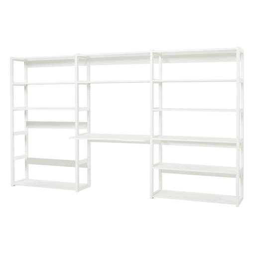 STOREY kirjahylly, 3 kokonaisuutta, hyllyt 12kpl, pöytälevy 100cm - valkoinen - Hyllykokonaisuudet - STO-34-002 - 1