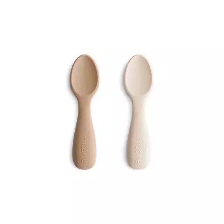 Mushie silikonilusikka 2 kpl Toddler, Natural/Shifting Sand. - Ensilusikat ja lasten aterimet - 101353 - 1