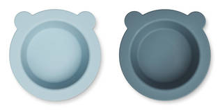 Liewood silikonilautanen 2-pack Peony, Sea blue/whale blue mix. - Lautaset ja kulhot - 15103-9753 - 1