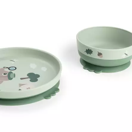 Done By Deer Foodie ruokailusetti Tiny trails Green lautasten imukupit - Lautaset ja kulhot - 1566133 - 2