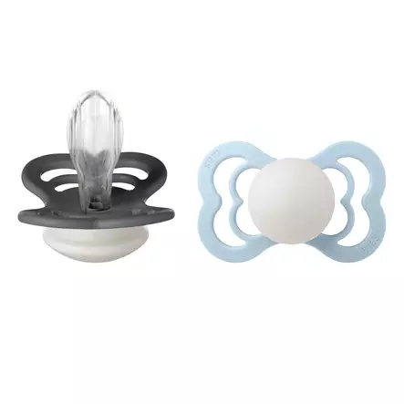 Bibs Supreme silikonitutti 2 kpl 6-18kk, Iron/Baby Blue Night. - Tutit ja tuttinauhat - 260433 - 1