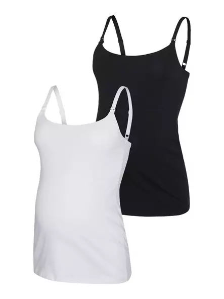 Äitiystoppi Mamalicious Kerrie Strap Top Black/Snow White. - Äitiyspaidat - 20018963 - 1