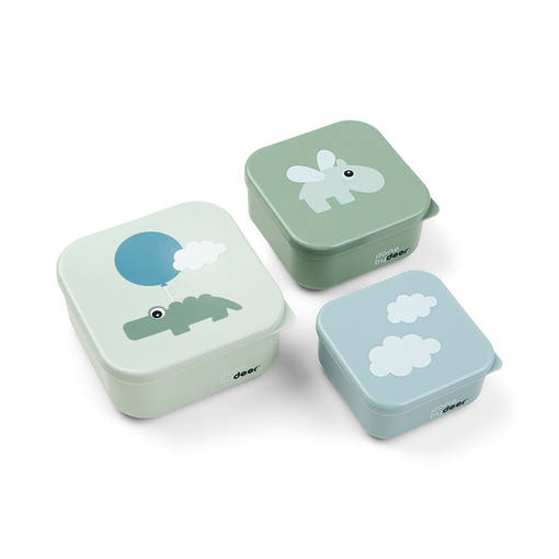 Done By Deer ev=C3=A4srasiat 3 kpl Happy Clouds Green. - Välipalapussit, eväsrasiat ja snackcupit - 1236403 - 1