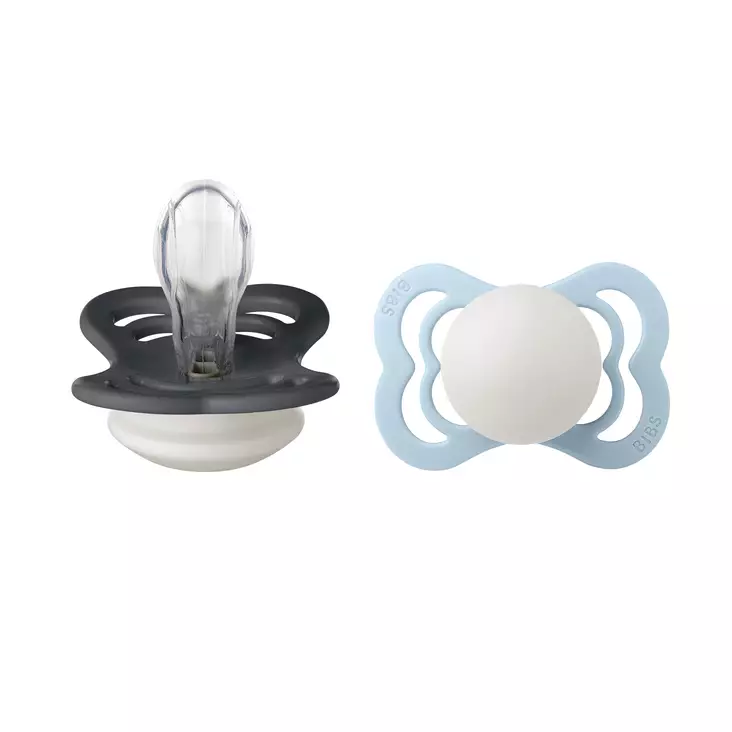 Bibs Supreme silikonitutti 2 kpl 0-6kk, Iron/Baby Blue Night. - Tutit ja tuttinauhat - 160433 - 1