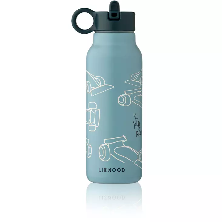 Liewood juomapullo Falk 350 ml Race cars/Beach blue. - Juomapullot ja pillipullot - 19617-2783 - 1