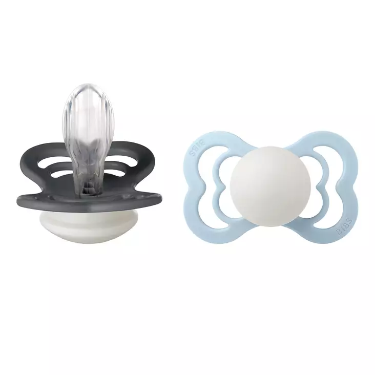 Bibs Supreme silikonitutti 2 kpl 6-18kk, Iron/Baby Blue Night. - Tutit ja tuttinauhat - 260433 - 1