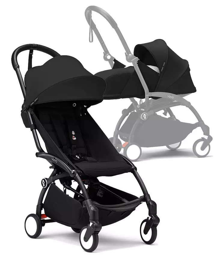 Stokke YoYo3 matkarattaat Black-Black ja Newborn pack makuuosa. - Matkarattaat ja lastenrattaat - 646002NBP03 - 1