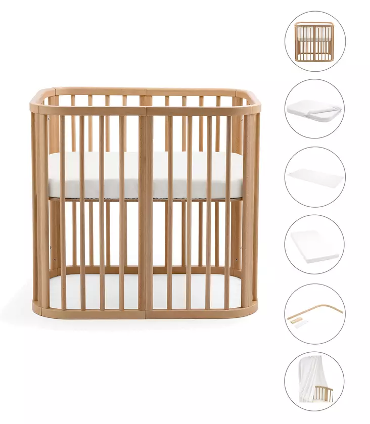 Stokke Nighti Mini bundle Natural Pinnasänky ja lisävarusteet. - Pinnasängyt ja lastensängyt - 705401bund3 - 1