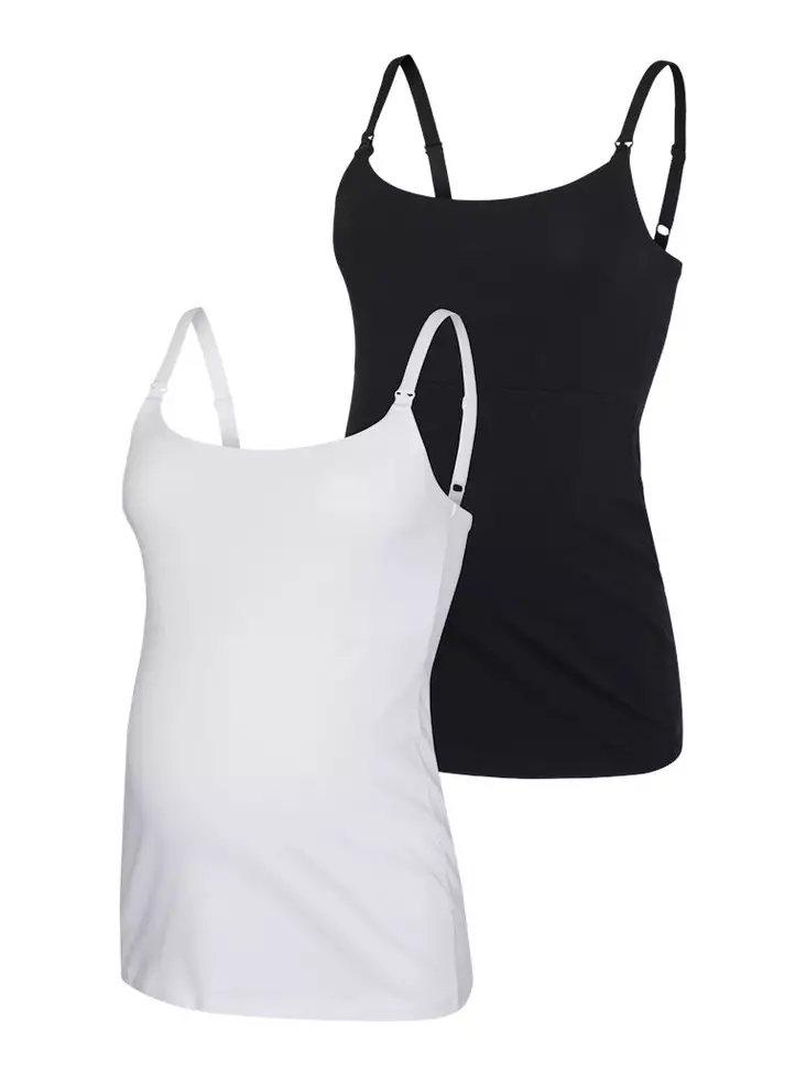 Äitiystoppi Mamalicious Kerrie Strap Top Black/Snow White. - Äitiyspaidat - 20018963 - 1