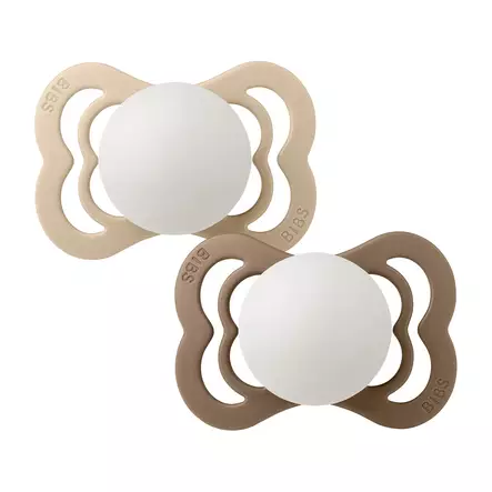 Bibs Supreme silikonitutti 2 kpl 0-6kk, Vanilla/Dark Oak Night, hohtaa pimeässä. - Tutit ja tuttinauhat - 160434 - 2