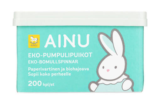 Ainu Eko pumpulipuikko 200 kpl. - Ihon, hampaiden ja hiustenhoito - 15780144 - 1