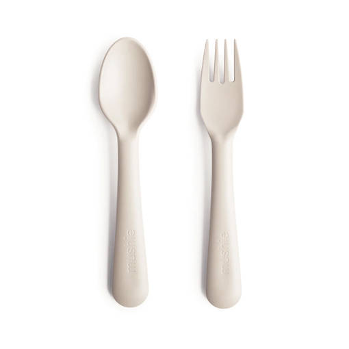 Mushie aterimet v=C3=A4riss=C3=A4 Ivory. - Ensilusikat ja lasten aterimet - 2380094 - 1