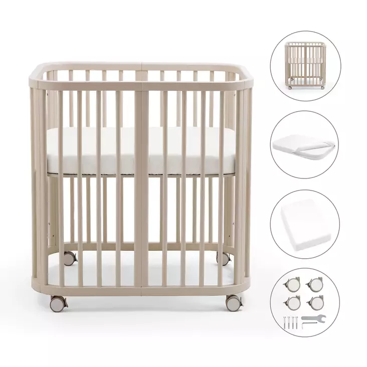 Stokke Nighti Mini bundle Vanilla Sänky, renkaat, patja ja lakana. - Pinnasängyt ja lastensängyt - 705402bund4 - 1