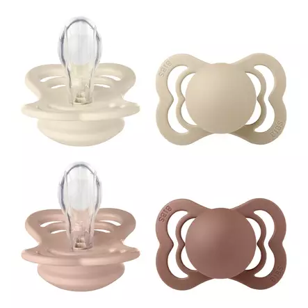 Bibs Supreme 4-pack silicone 0-6kk Ivory/Vanilla/Blush/Woodchuck. - Tutit ja tuttinauhat - 160435 - 1