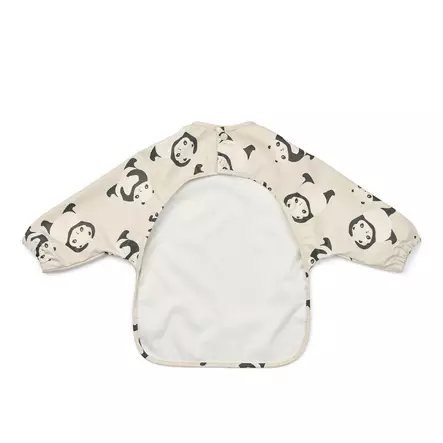 Liewood Merle ruokalappu hihoilla Panda/Sandy, takana kätevä nepparikiinnitys. - Ruokalaput - 18136-2615 - 2