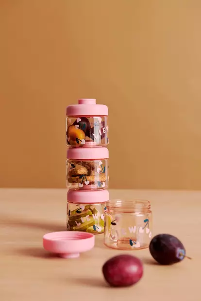 Liewood Dominique vauvan ruokarasiat 4 kpl, 100ml, Cherry heart/Rosey pinottuna  - Välipalapussit, eväsrasiat ja snackcupit - 20632-2785 - 2
