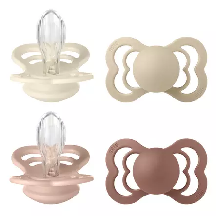 Bibs Supreme 4-pack silicone 6-18kk Ivory/Vanilla/Blush/Woodchuck. - Tutit ja tuttinauhat - 260435 - 1