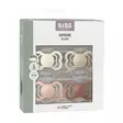 Bibs Supreme 4-pack silicone 6-18kk Ivory/Vanilla/Blush/Woodchuck pakkaus. - Tutit ja tuttinauhat - 260435 - 2