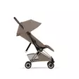 Cybex Coya Style matkarattaat Champagne Gold, Coconut Brown, selkänoja pystyssä. - Matkarattaat ja lastenrattaat - 526003755 - 2