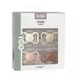 Bibs Supreme 4-pack silicone 0-6kk Ivory/Vanilla/Blush/Woodchuck pakkaus. - Tutit ja tuttinauhat - 160435 - 2