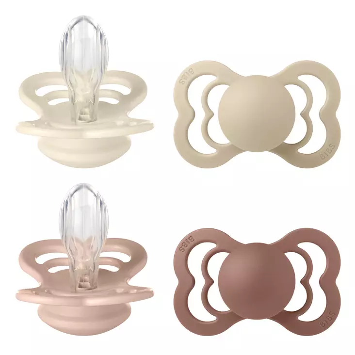 Bibs Supreme 4-pack silicone 6-18kk Ivory/Vanilla/Blush/Woodchuck. - Tutit ja tuttinauhat - 260435 - 1