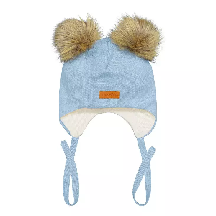Gugguu Merino Double Furry Baby Beanie Sky Blue. - Lasten talvipipot - GUGM704-25 - 1