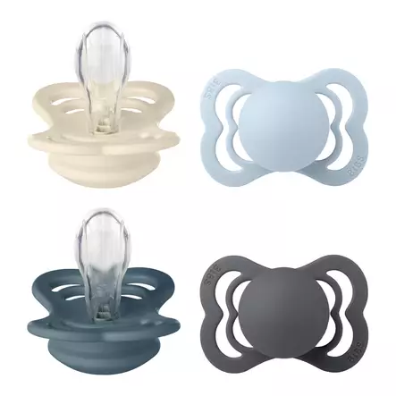 Bibs Supreme 4-pack silicone 0-6kk Ivory/Baby Blue/Petrol/Iron. - Tutit ja tuttinauhat - 160436 - 1