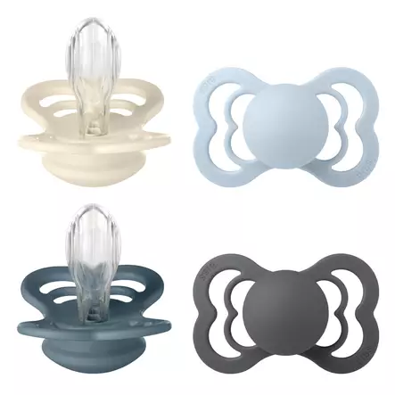 Bibs Supreme 4-pack silicone 6-18kk Ivory/Baby Blue/Petrol/Iron. - Tutit ja tuttinauhat - 260436 - 1