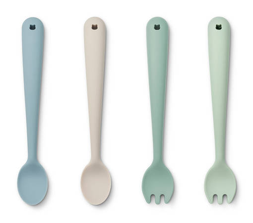 Liewood Shea aterinsetti v=C3=A4riss=C3=A4 Dusty mint multi mix. - Ensilusikat ja lasten aterimet - 17074-1076 - 1