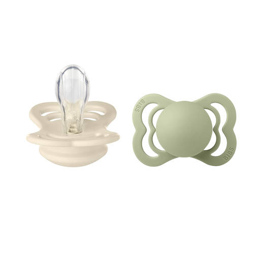 Bibs silikoniset tutit v=C3=A4riss=C3=A4  Ivory/Sage. - Tutit ja tuttinauhat - 160346 - 1