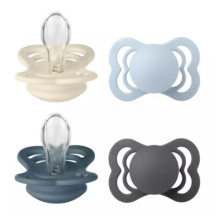 Bibs Supreme 4-pack silicone 0-6kk Ivory/Baby Blue/Petrol/Iron. - Tutit ja tuttinauhat - 160436 - 1
