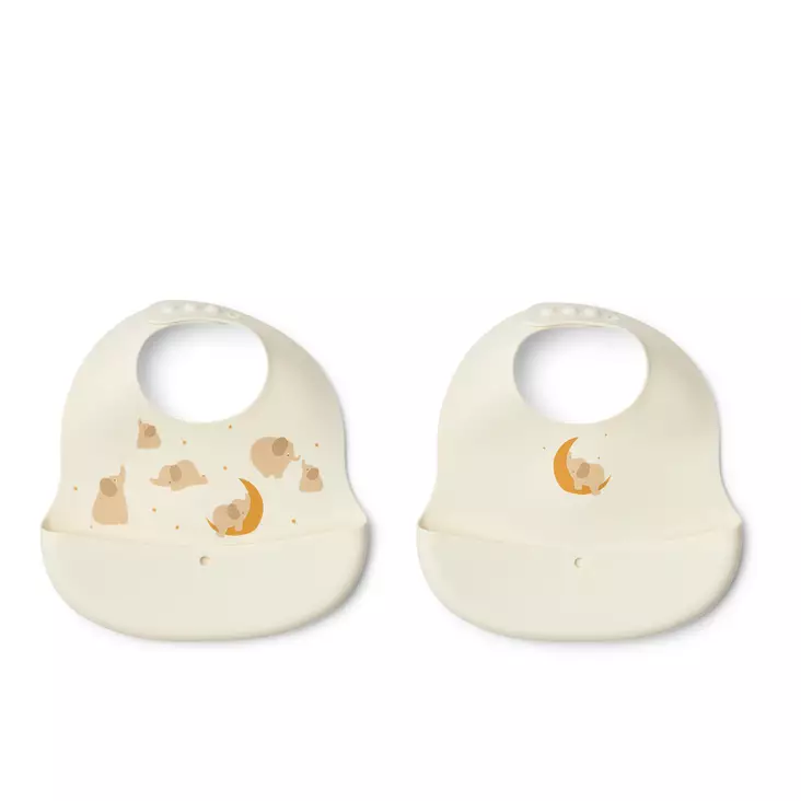 Liewood Ember ruokalappu 2-pack Elephant/Creme De La Creme. - Ruokalaput - 20119-2506 - 1