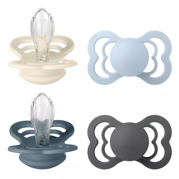 Bibs Supreme 4-pack silicone 6-18kk Ivory/Baby Blue/Petrol/Iron. - Tutit ja tuttinauhat - 260436 - 1