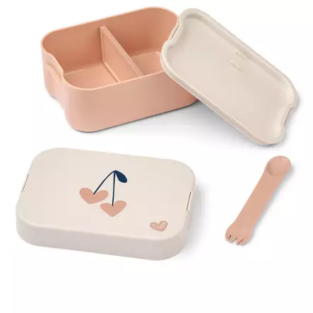 Liewood Kamil eväsrasia Sweethearts/Sandy silikonisella tilanjakajalla ja aterimella. - Välipalapussit, eväsrasiat ja snackcupit - 20132-2597 - 2