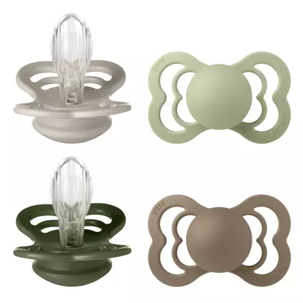 Bibs Supreme 4-pack silicone 6-18kk Sand/Sage/Hunter Green/Dark Oak. - Tutit ja tuttinauhat - 260437 - 1